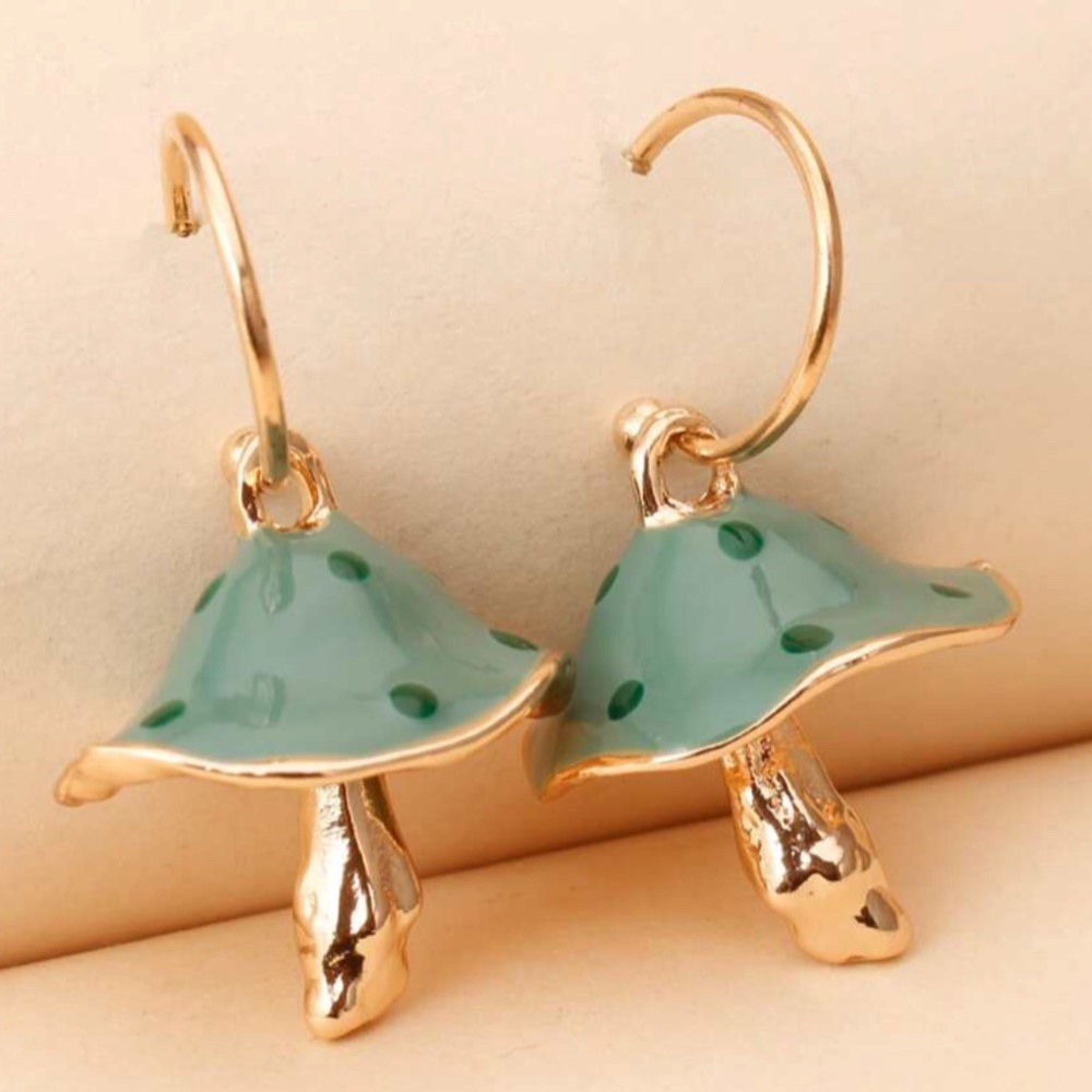 ❤️ Mushroom Plant Art Deco Peasant Boho Pop Hipster Hip Farm Hippie Earring